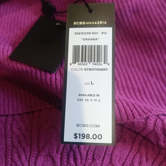 BCBG Max Azria Boysenberry Cable Knit SAHANA Midi Sheath Dress Size Large - Picture 10 of 10